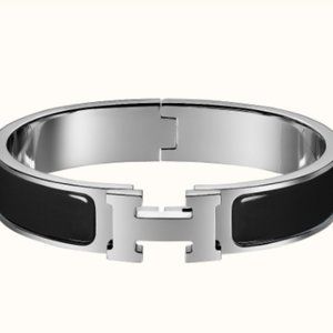 Hermes Clic H bracelet black silver